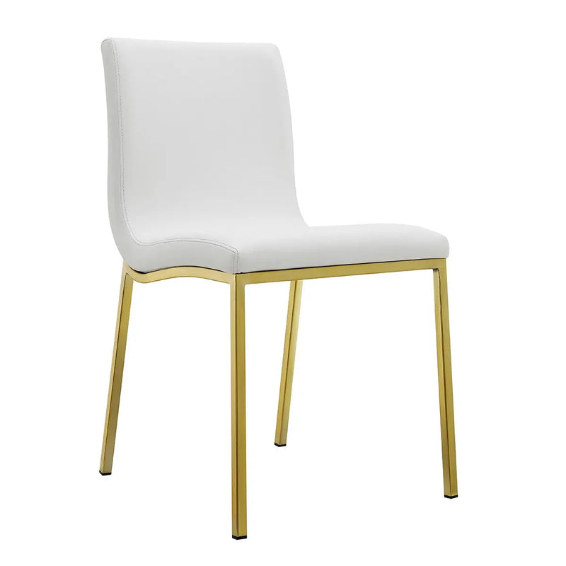 Set of Two White and Gold Upholstered Leather Dining Side Chairs Homeroots Kitchen & Dining