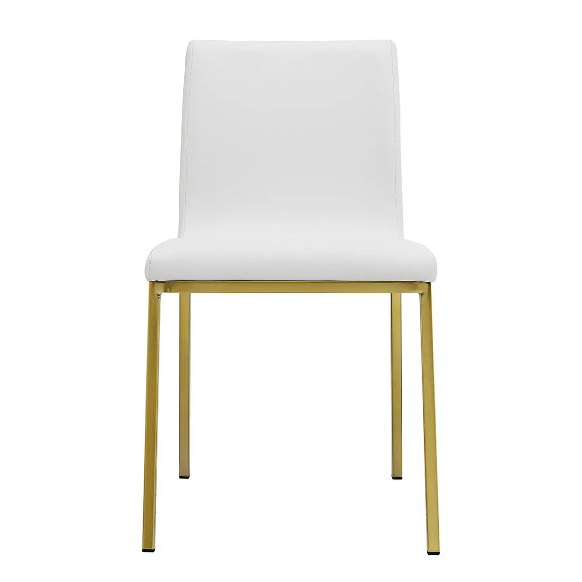 Set of Two White and Gold Upholstered Leather Dining Side Chairs Homeroots Kitchen & Dining
