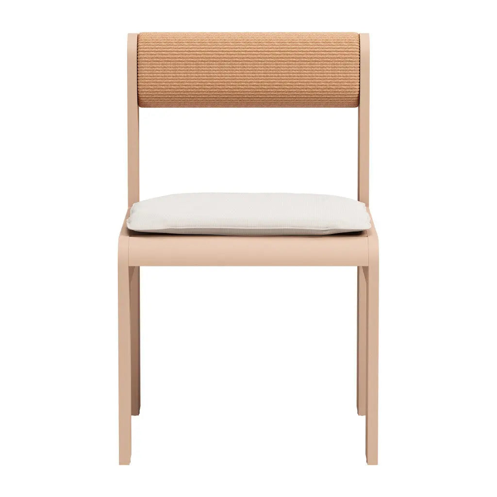 Set of Two White and Natural Slipcovered Upholstered And Aluminum Open Back Dining Side Chairs - GreatEagleInc