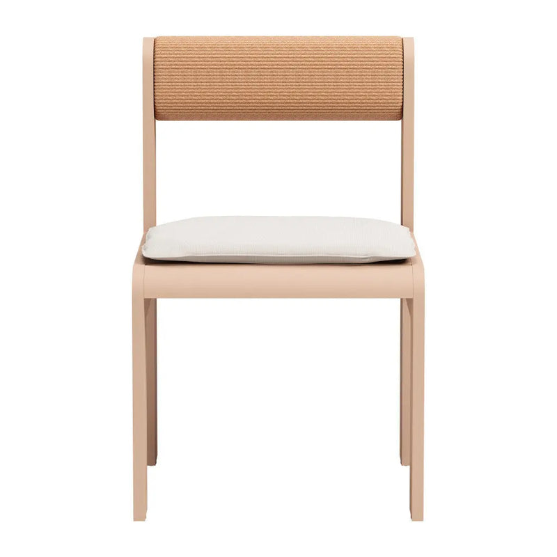 Set of Two White and Natural Slipcovered Upholstered And Aluminum Open Back Dining Side Chairs - GreatEagleInc