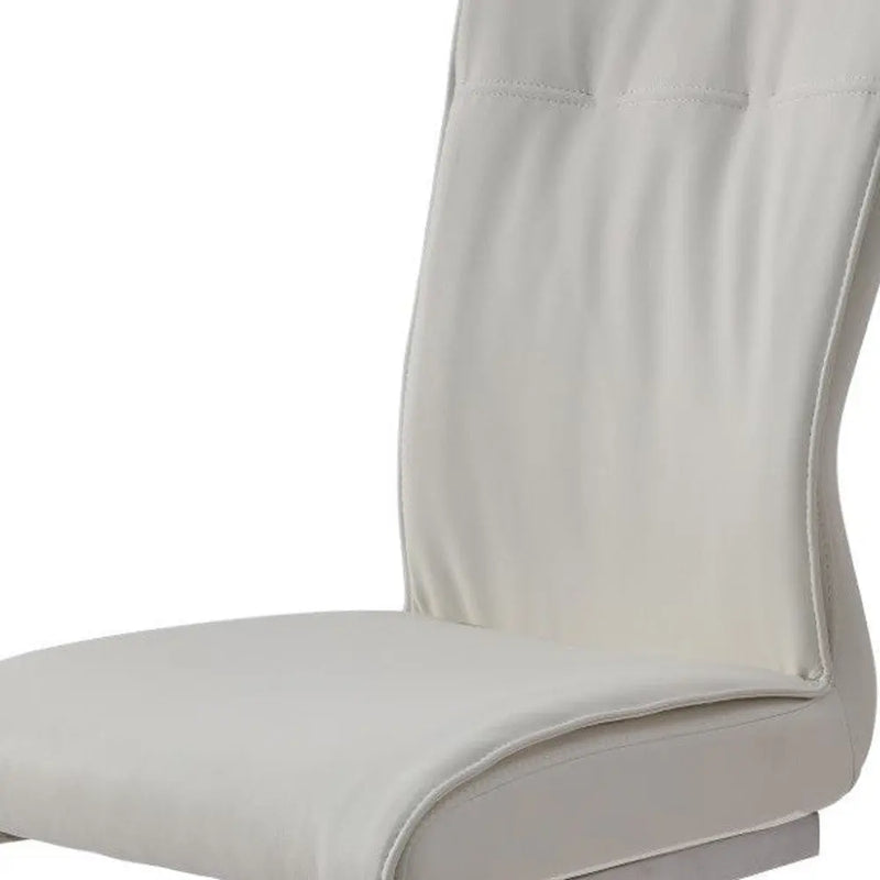 Set of Two White and Silver Faux Leather Dining Side Chairs Homeroots Kitchen & Dining