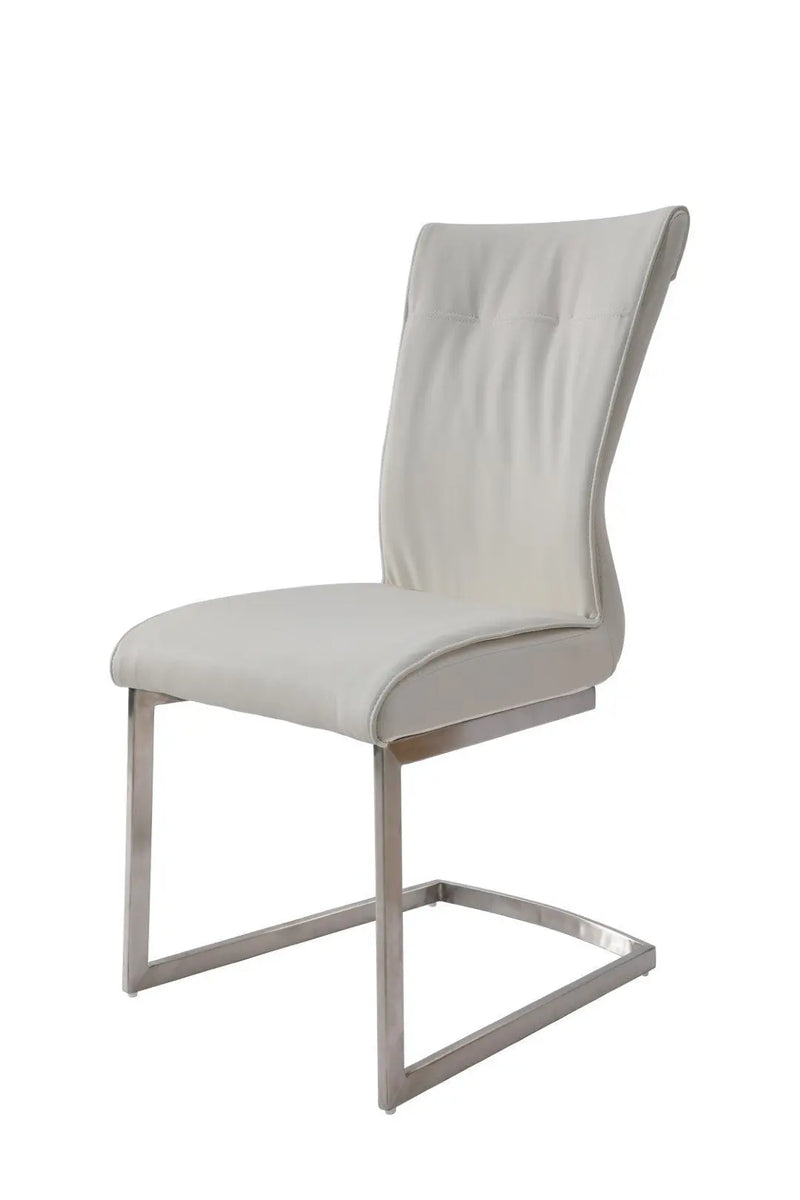 Set of Two White and Silver Faux Leather Dining Side Chairs Homeroots Kitchen & Dining