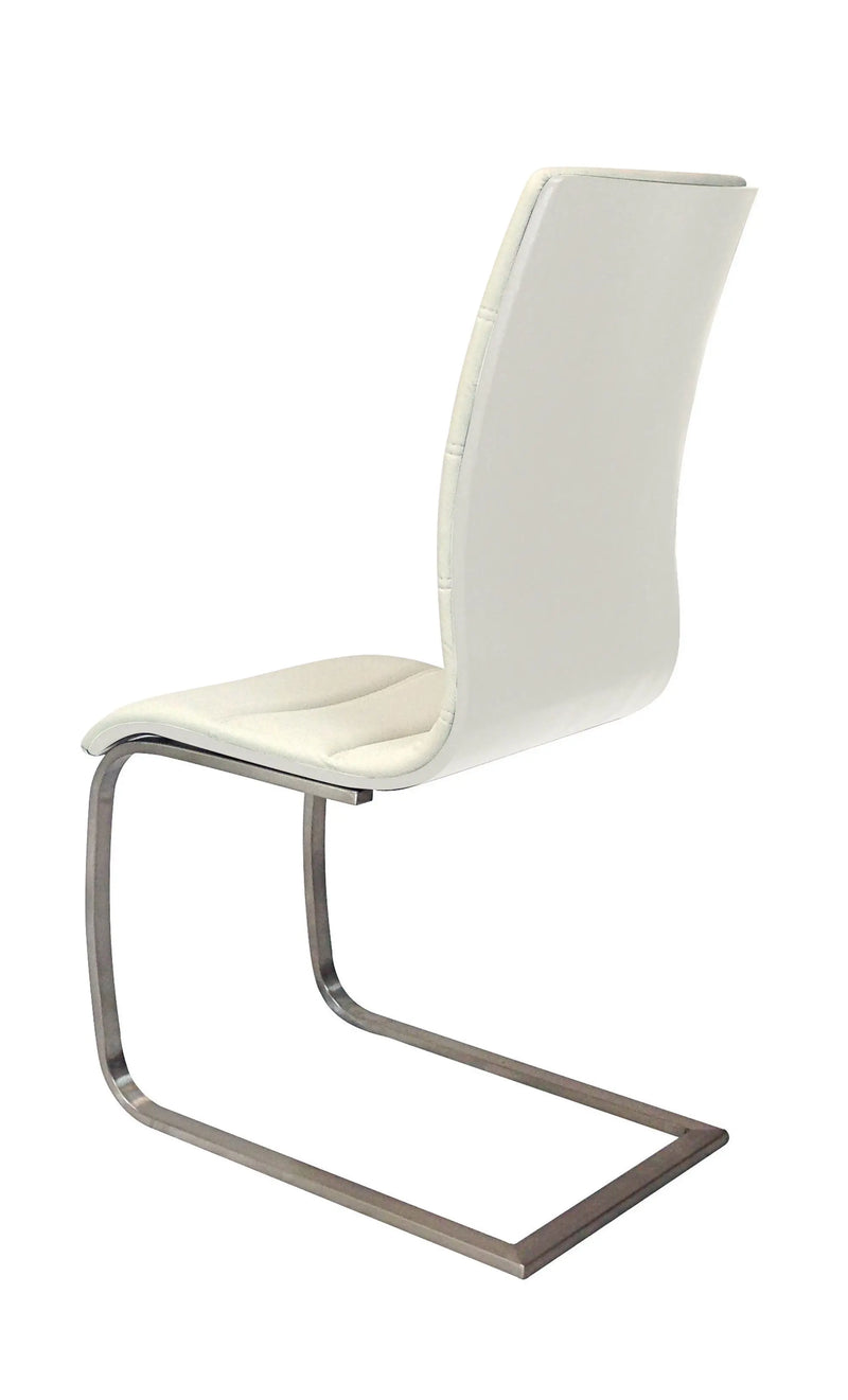 Set of Two White and Silver Faux Leather Dining Side Chairs Homeroots Kitchen & Dining