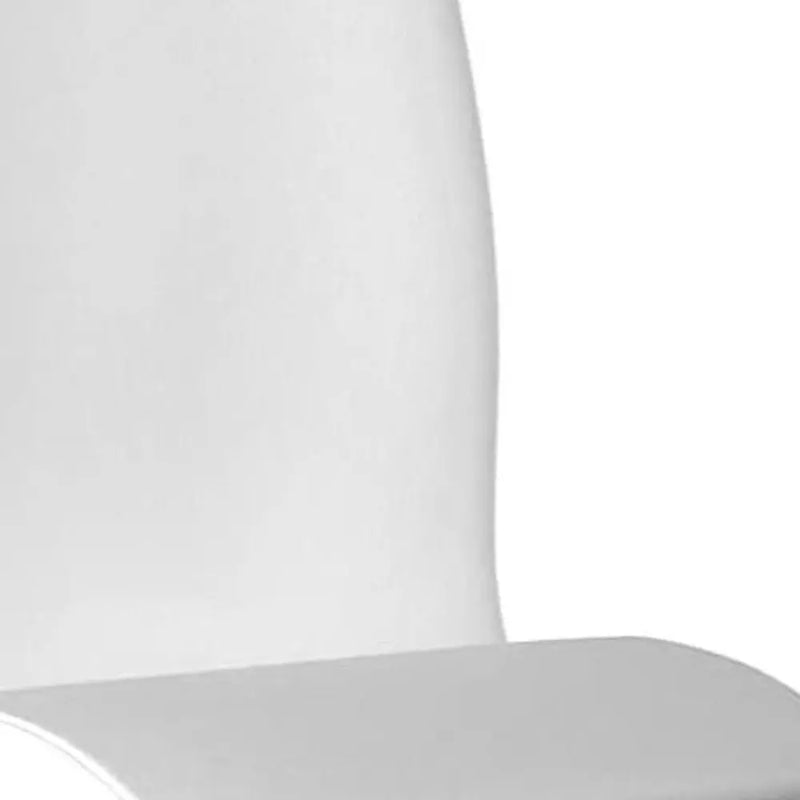 Set of Two White and Silver Faux Leather Dining Side Chairs Homeroots Kitchen & Dining