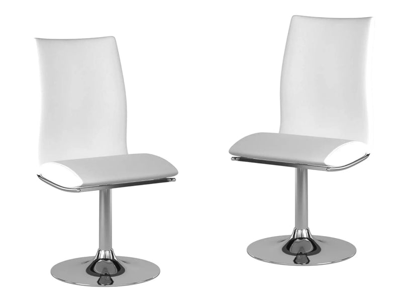 Set of Two White and Silver Faux Leather Dining Side Chairs Homeroots Kitchen & Dining