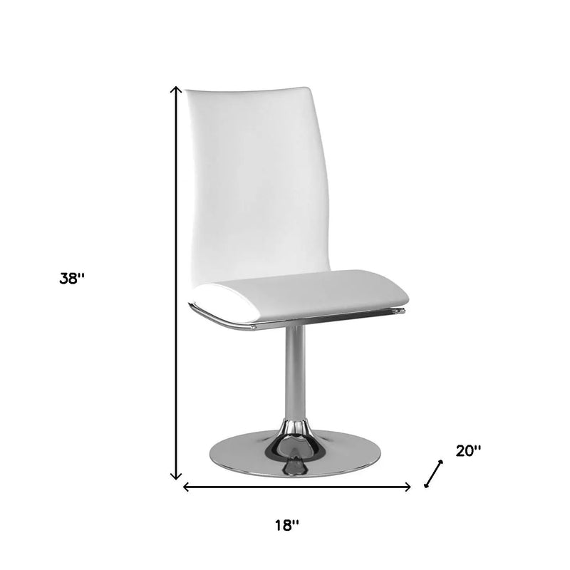 Set of Two White and Silver Faux Leather Dining Side Chairs Homeroots Kitchen & Dining
