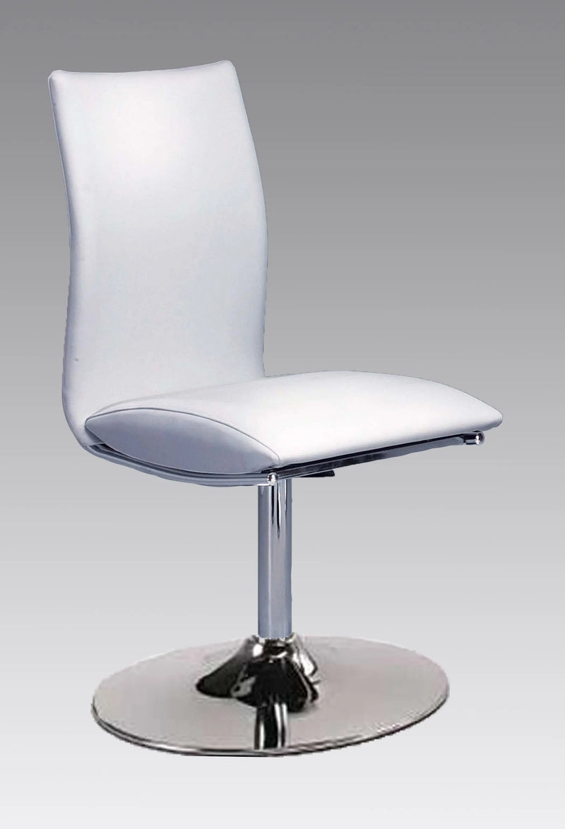 Set of Two White and Silver Faux Leather Dining Side Chairs Homeroots Kitchen & Dining