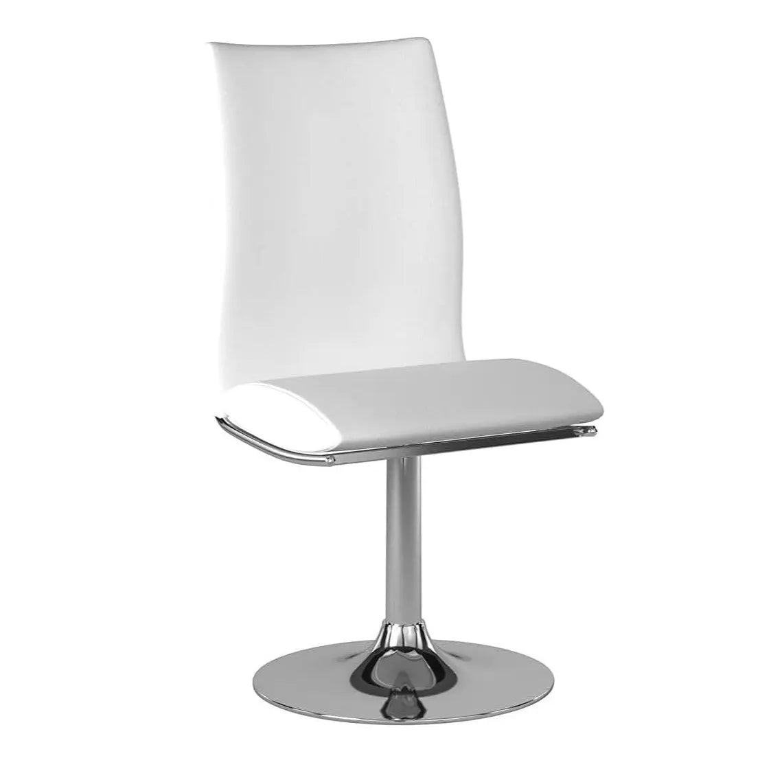 Set of Two White and Silver Faux Leather Dining Side Chairs Homeroots Kitchen & Dining