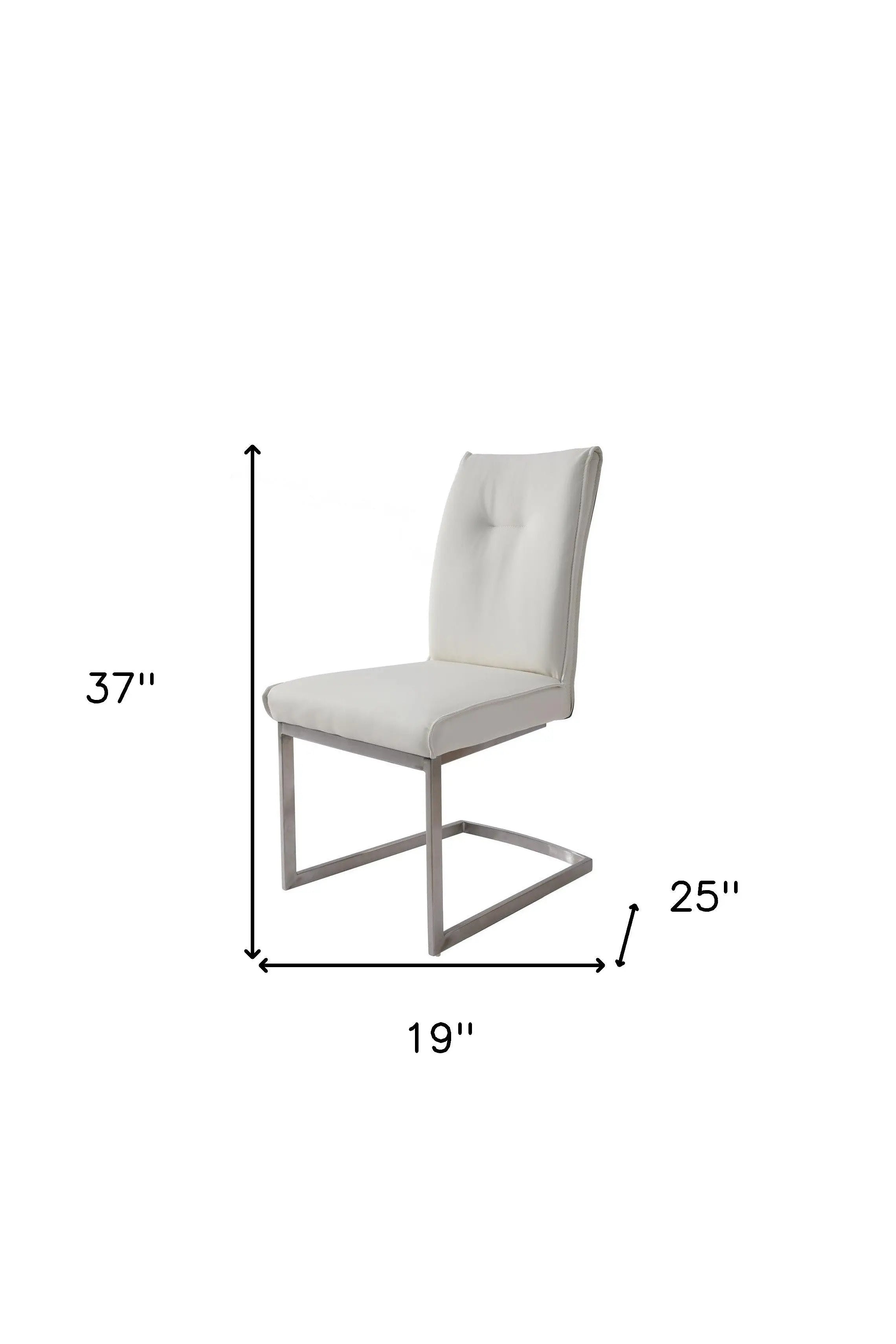 Set of Two White and Silver Faux Leather Dining Side Chairs Homeroots Kitchen & Dining
