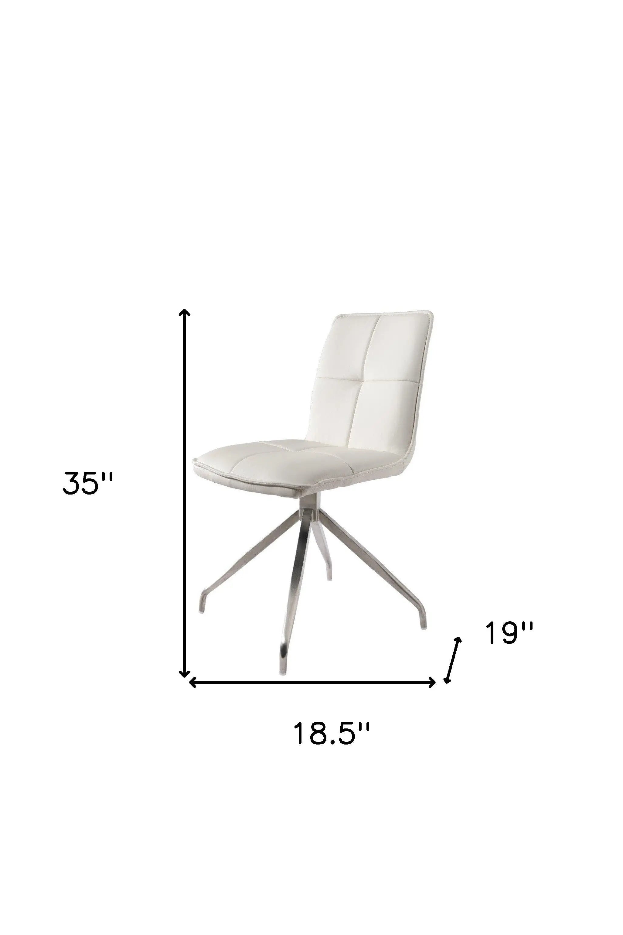 Set of Two White and Silver Faux Leather Swivel Dining Side Chairs Homeroots Kitchen & Dining