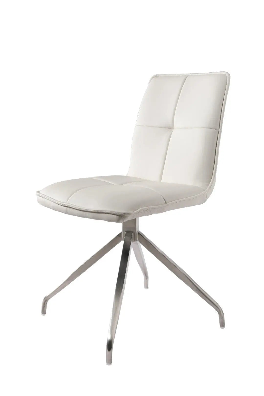 Set of Two White and Silver Faux Leather Swivel Dining Side Chairs Homeroots Kitchen & Dining