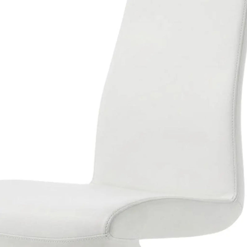 Set of Two White and Silver Slipcovered Faux Leather Dining Side Chairs Homeroots Kitchen & Dining