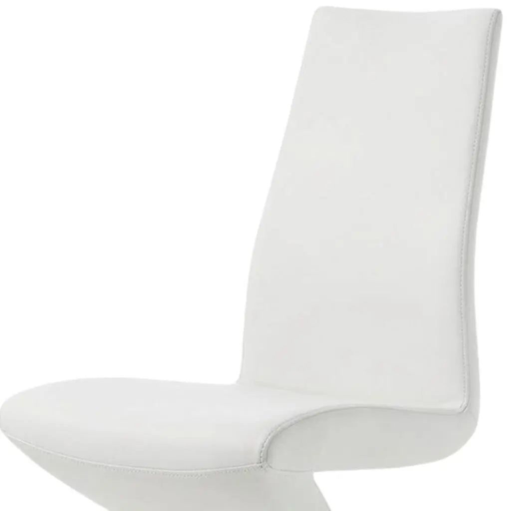 Set of Two White and Silver Slipcovered Faux Leather Dining Side Chairs Homeroots Kitchen & Dining