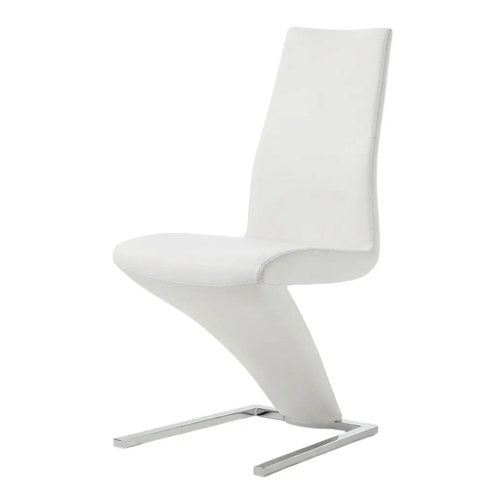 Set of Two White and Silver Slipcovered Faux Leather Dining Side Chairs Homeroots Kitchen & Dining