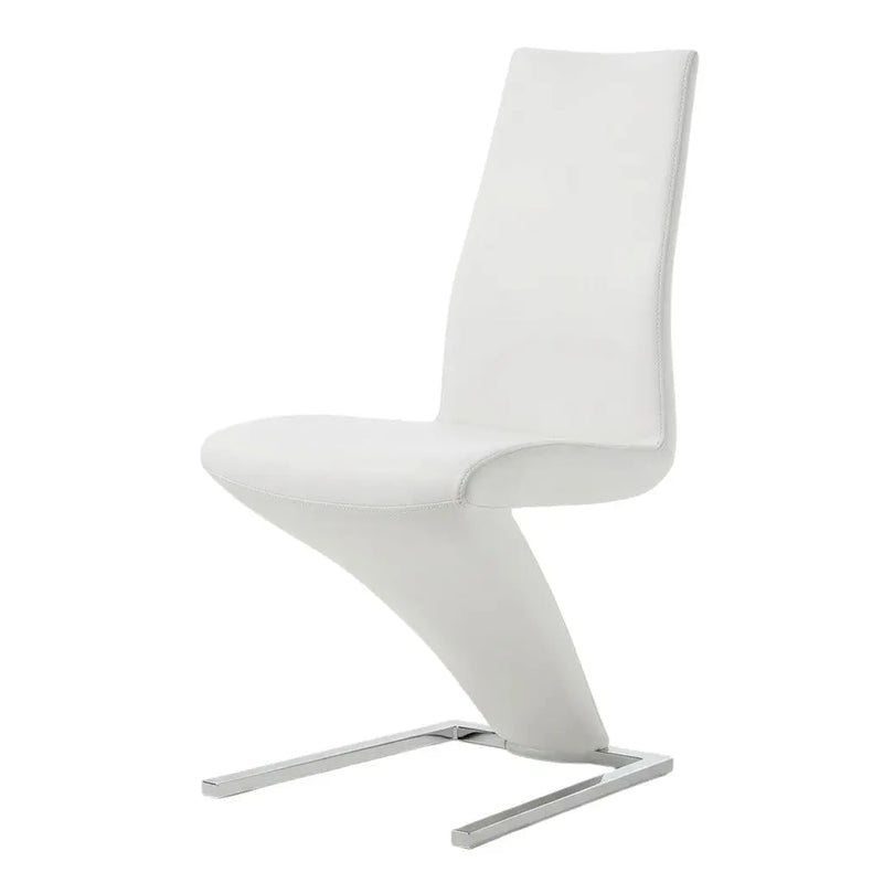 Set of Two White and Silver Slipcovered Faux Leather Dining Side Chairs Homeroots Kitchen & Dining