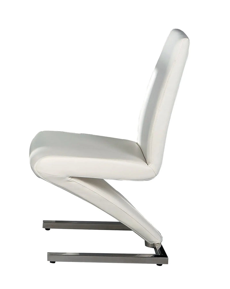 Set of Two White and Silver Slipcovered Faux Leather Dining Side Chairs Homeroots Kitchen & Dining
