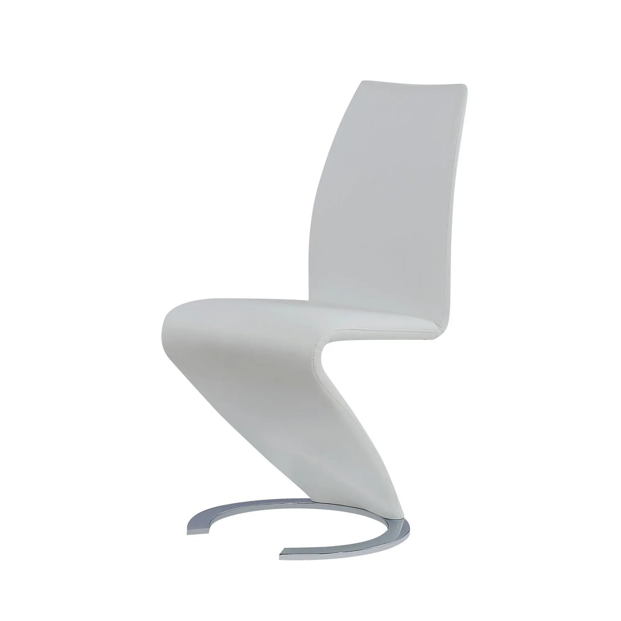 Set of Two White and Silver Upholstered Faux Leather Dining Parsons Chairs Homeroots Kitchen & Dining
