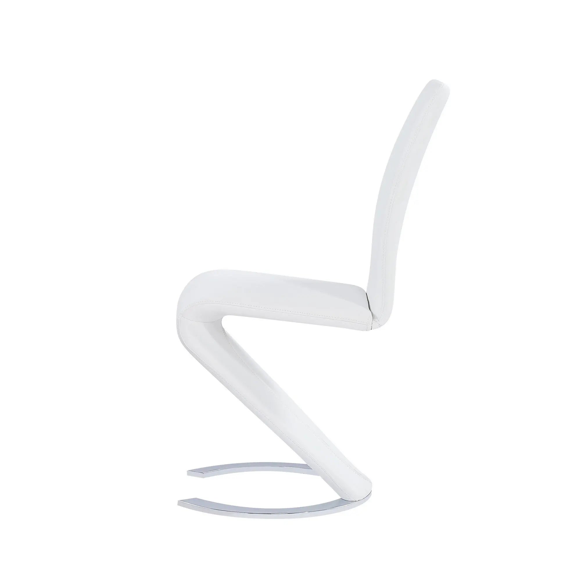 Set of Two White and Silver Upholstered Faux Leather Dining Parsons Chairs Homeroots Kitchen & Dining