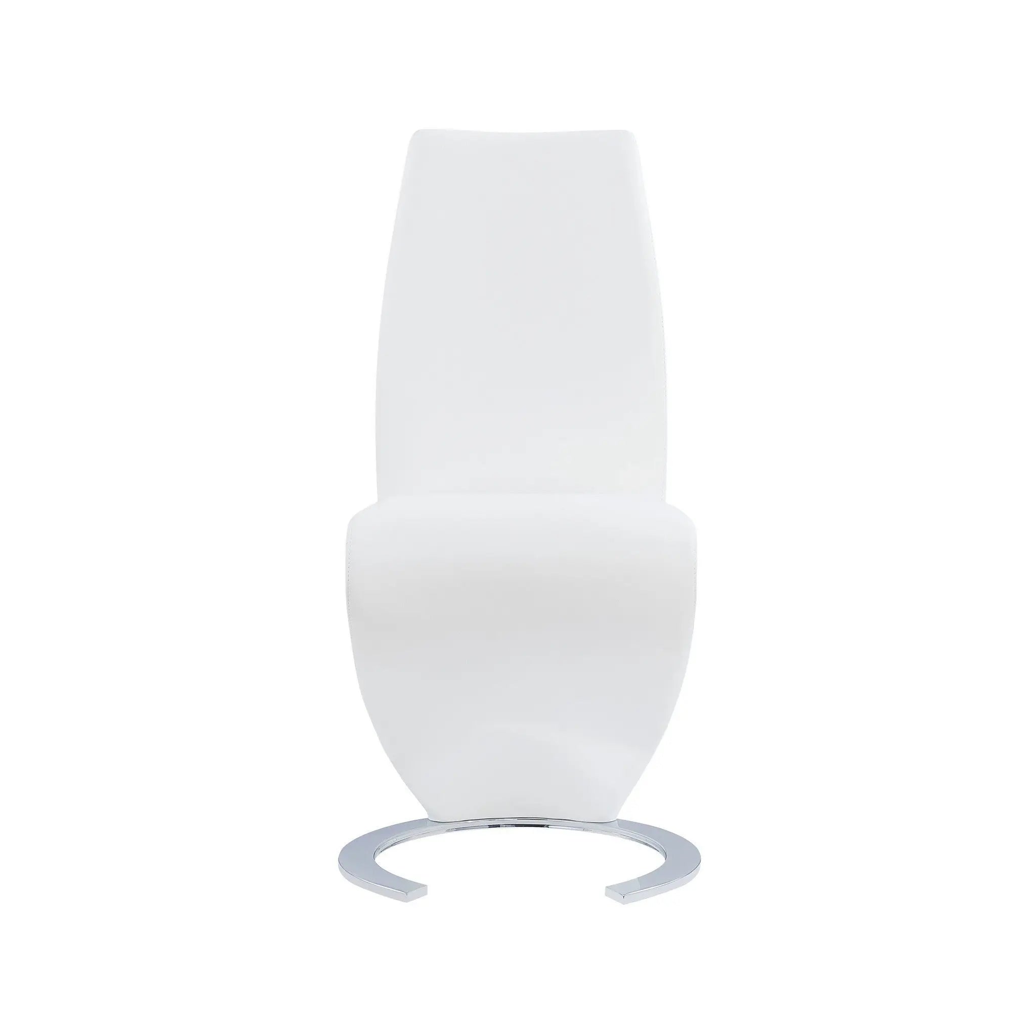 Set of Two White and Silver Upholstered Faux Leather Dining Parsons Chairs Homeroots Kitchen & Dining