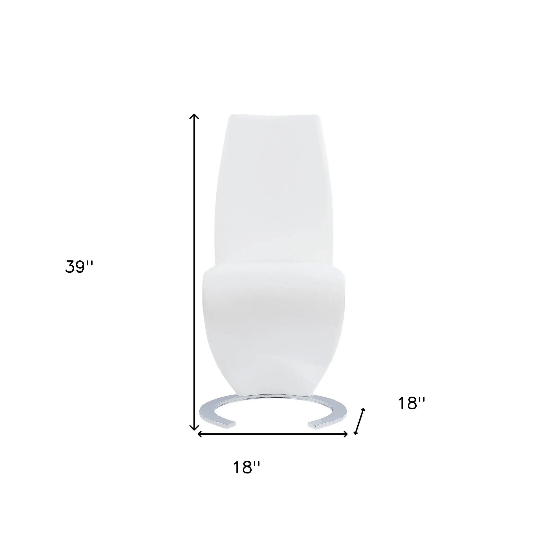 Set of Two White and Silver Upholstered Faux Leather Dining Parsons Chairs Homeroots Kitchen & Dining
