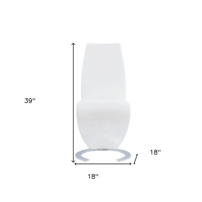 Set of Two White and Silver Upholstered Faux Leather Dining Parsons Chairs Homeroots Kitchen & Dining