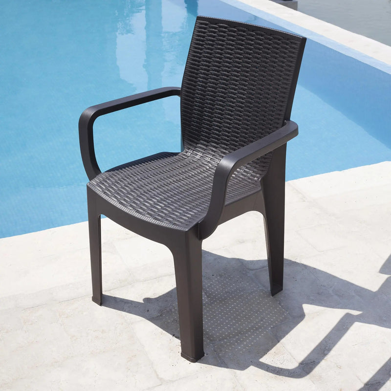 Seven Piece Brown Plastic Outdoor Patio Set With Table Homeroots Outdoor