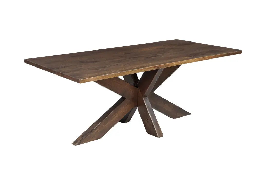 Seven Piece Brown Solid Wood Dining Set with Six Chairs - GreatEagleInc