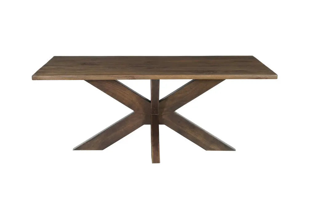 Seven Piece Brown Solid Wood Dining Set with Six Chairs - GreatEagleInc