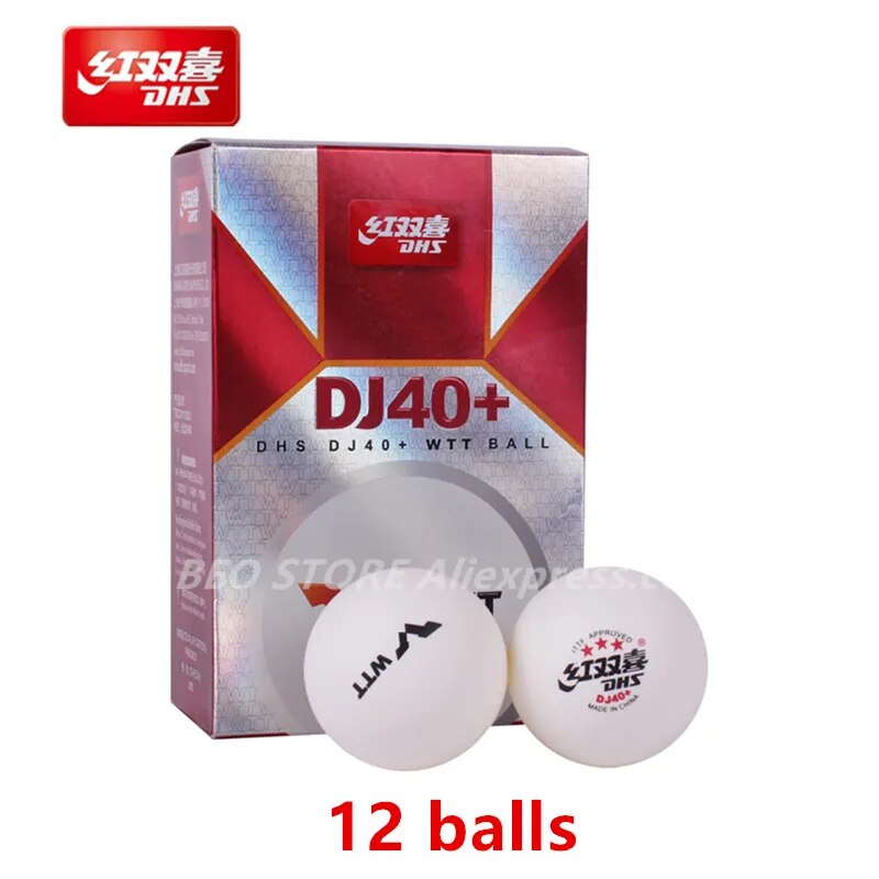 DHS DJ40+ 3-Star TOKYO Games WTT Competition ITTF 3 Star D40+ Table Tennis Ball Plastic ABS DHS Ping Pong Balls WTT 12 balls