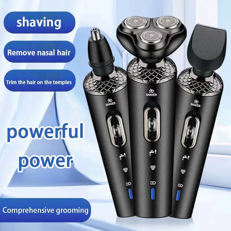 Electric Shavers for Men Waterproof Electric Trimmer Razor Wet &amp Dry Use Rechargeable Battery Rotary Shavers - GreatEagleInc