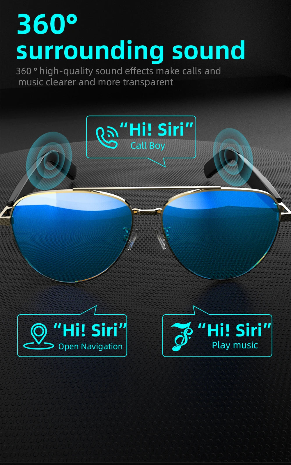 SG-13 Smart glasses, Bluetooth earphones, clear vision | UV resistant touch function | Versatile facial features