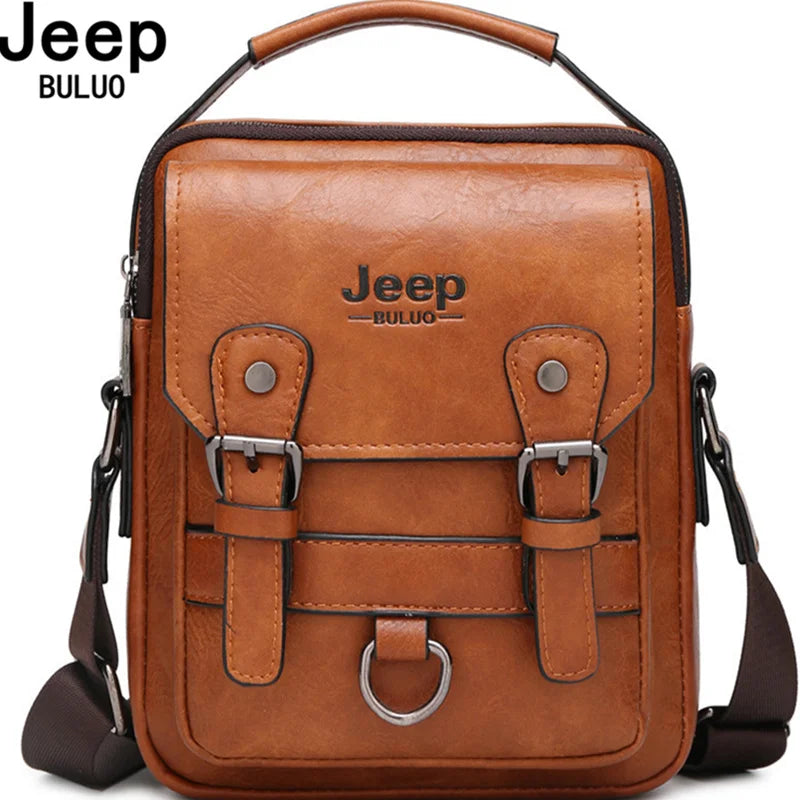 JEEP BULUO Multi-function Business Handbags Men New Man's Shoulder Bag Large Capacity Leather Messenger Bag Crossbody Big Brand - GreatEagleInc