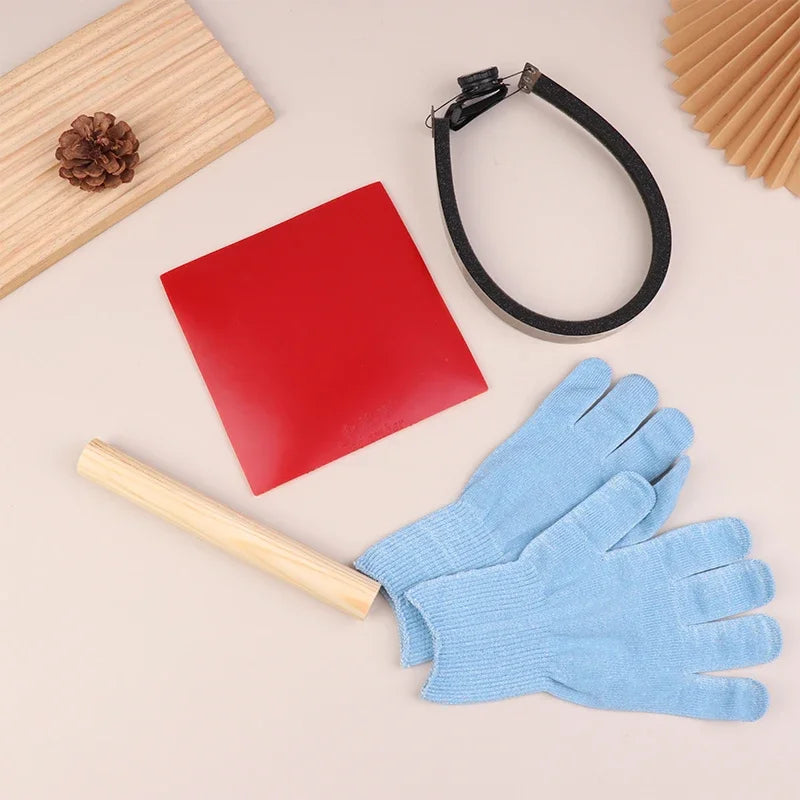 Table Tennis Rubber Manual Cutter Bowknife Set For Table Tennis Paddle Rubber Cutting Machine With Roller + Gloves