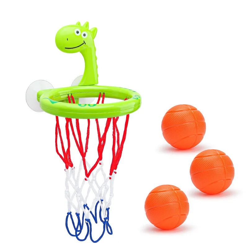Baby Bath Toy Children Water Play Toys Set Bathroom Bathtub Suction Cup Shooting Basketball Hoop with 3 Balls Bath Toys for Kids Green