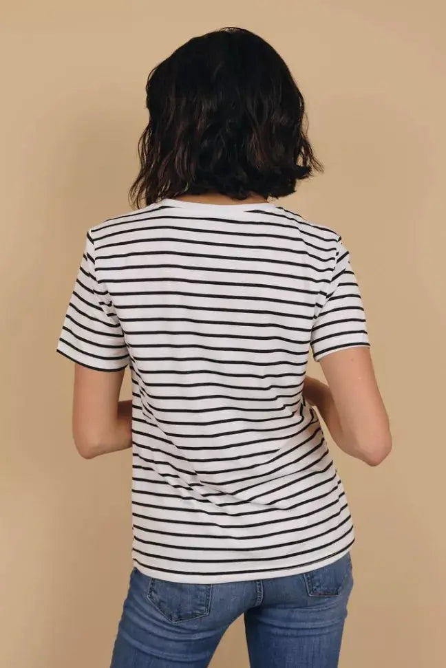 Shades Of Beautiful Striped Pocket Tee Stay Warm in Style