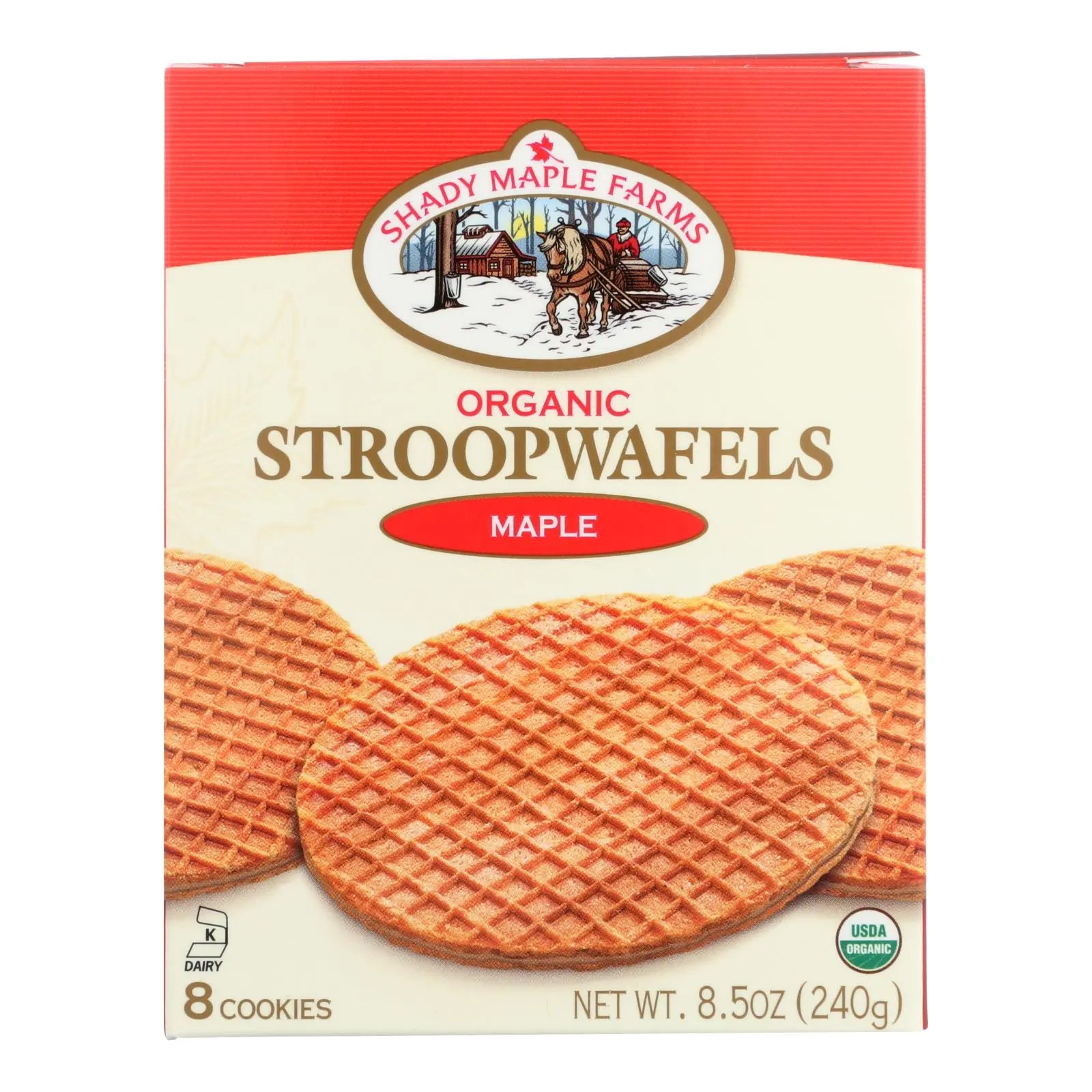 Shady Maple Farms Organic Maple Waffle Cookie - Case Of 8 - 8.5 Oz. Shady Maple Farms