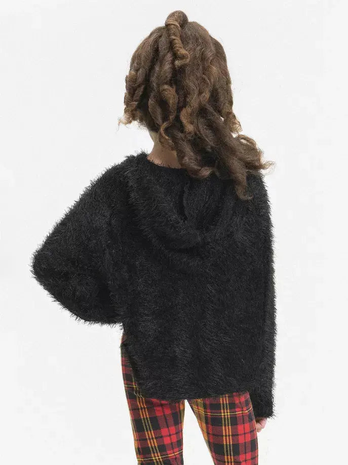 Shaggy Hoodie Ft Grommet Decor Little Mass