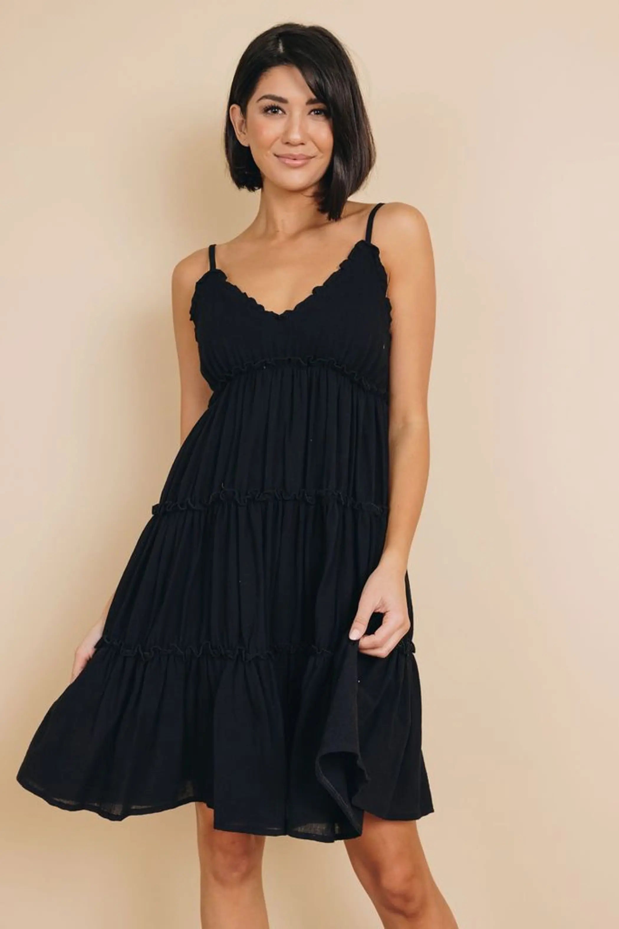 Shannon Ruffled Mini Dress Stay Warm in Style