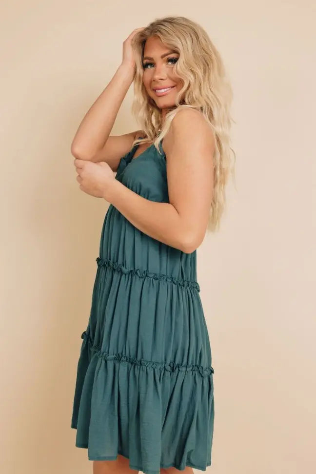 Shannon Ruffled Mini Dress Stay Warm in Style