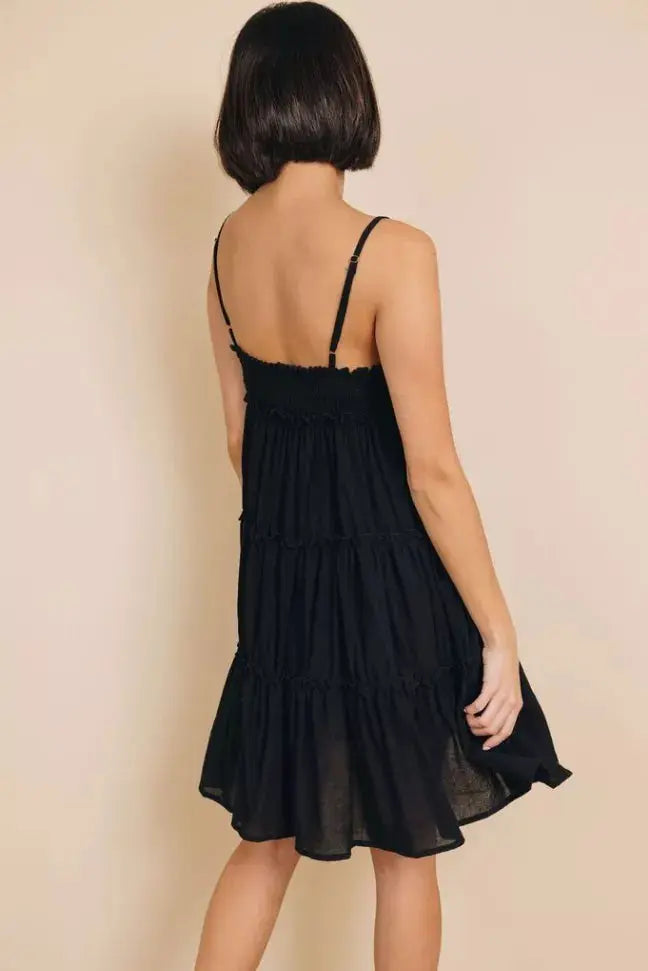 Shannon Ruffled Mini Dress Stay Warm in Style