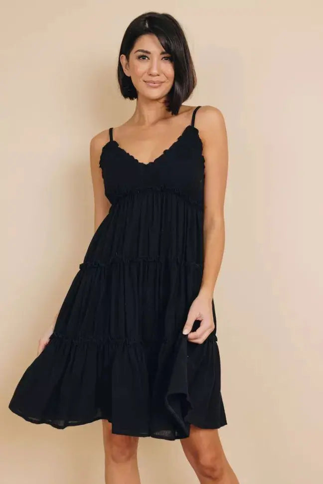 Shannon Ruffled Mini Dress Stay Warm in Style