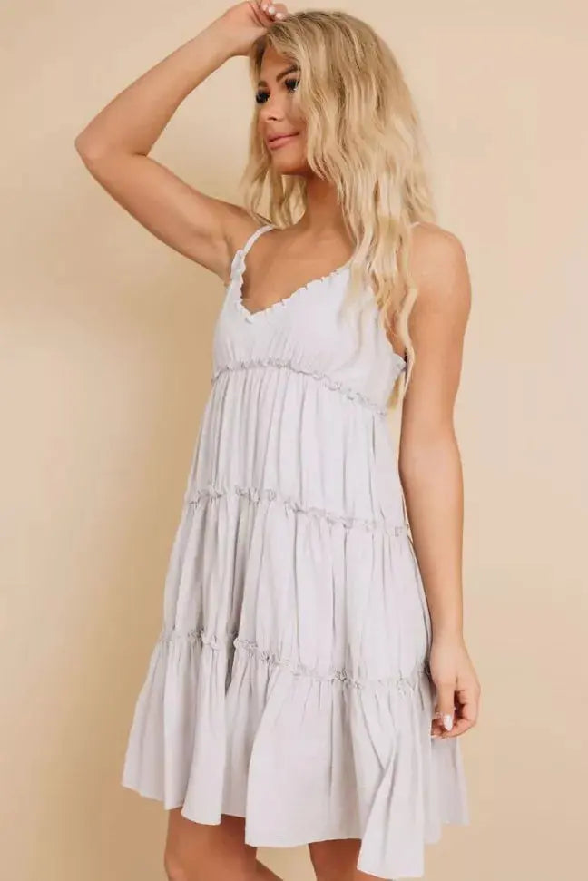 Shannon Ruffled Mini Dress Stay Warm in Style