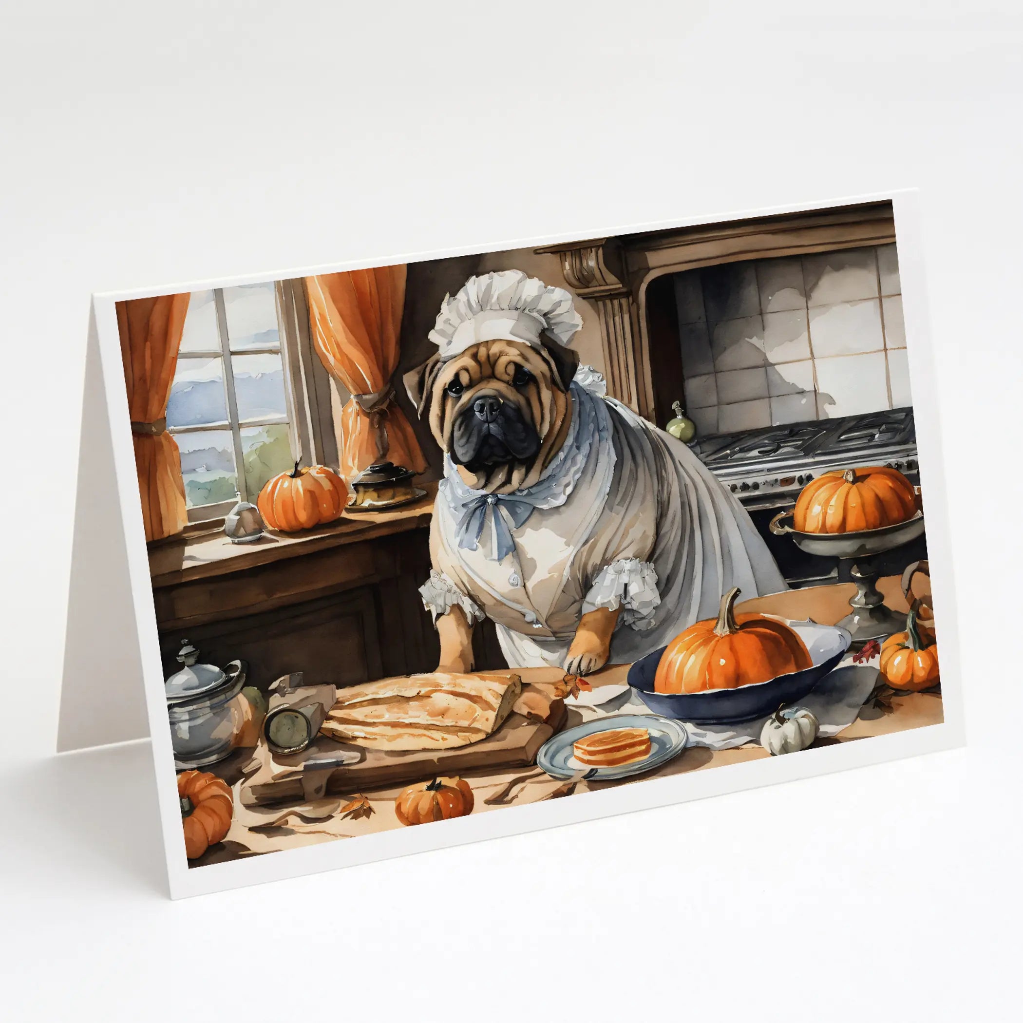Shar Pei Fall Kitchen Pumpkins Greeting Cards Pack of 8 Caroline's Treasures