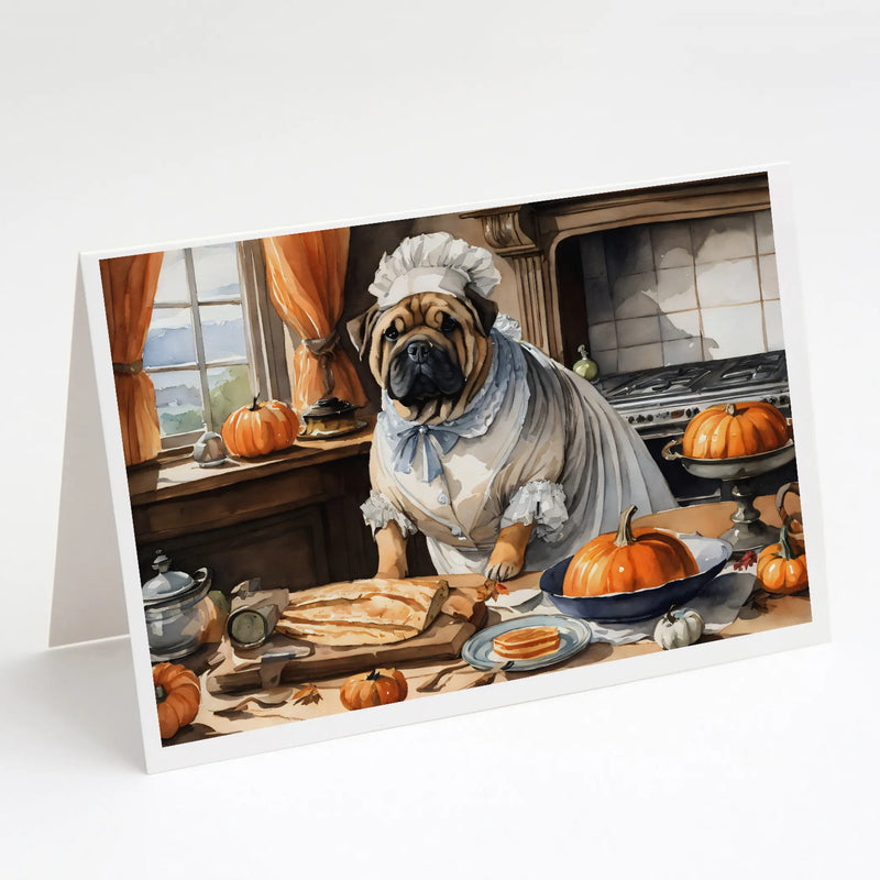 Shar Pei Fall Kitchen Pumpkins Greeting Cards Pack of 8 Caroline's Treasures