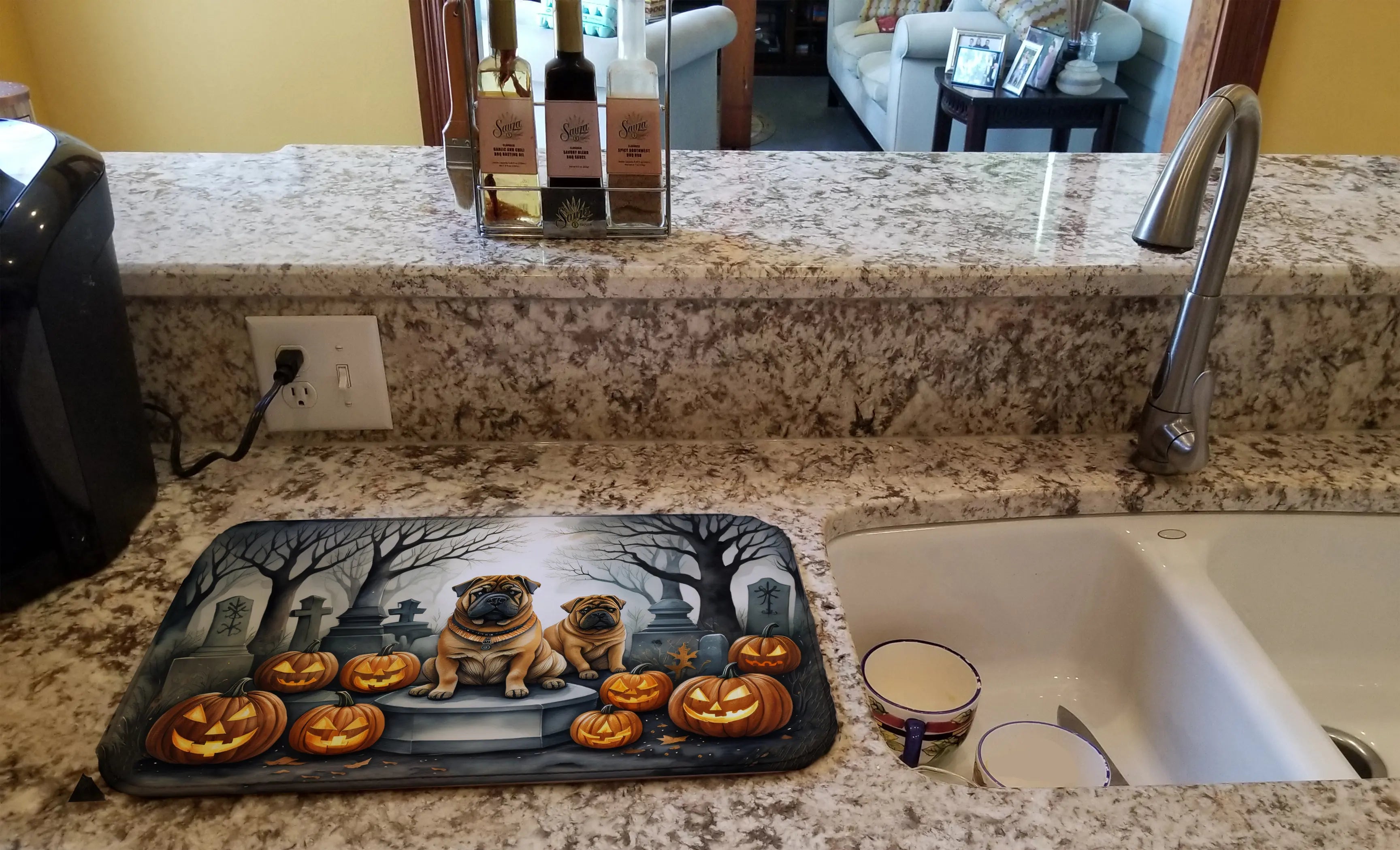 Shar Pei Spooky Halloween Dish Drying Mat Caroline's Treasures