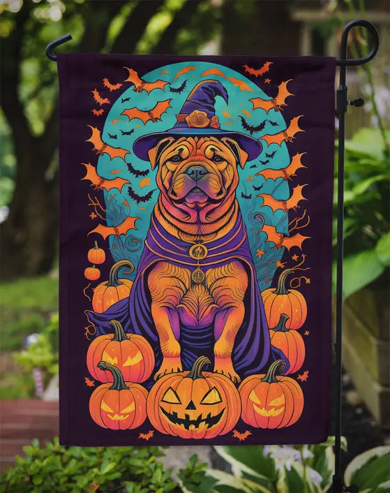 Shar Pei Witchy Halloween Garden Flag Caroline's Treasures