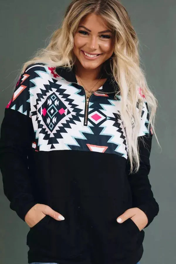Shelby Tribal Print Sweatshirt Stay Warm in Style