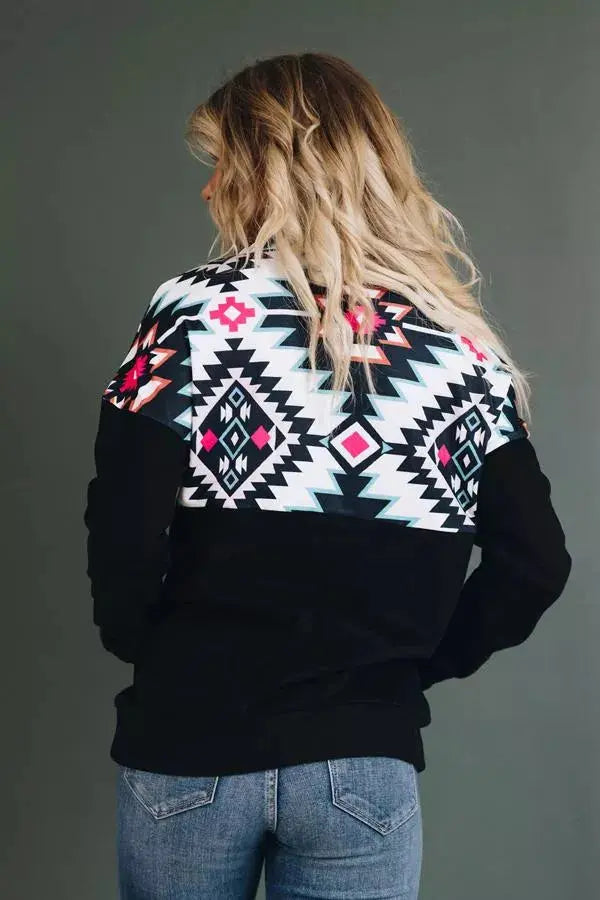 Shelby Tribal Print Sweatshirt Stay Warm in Style