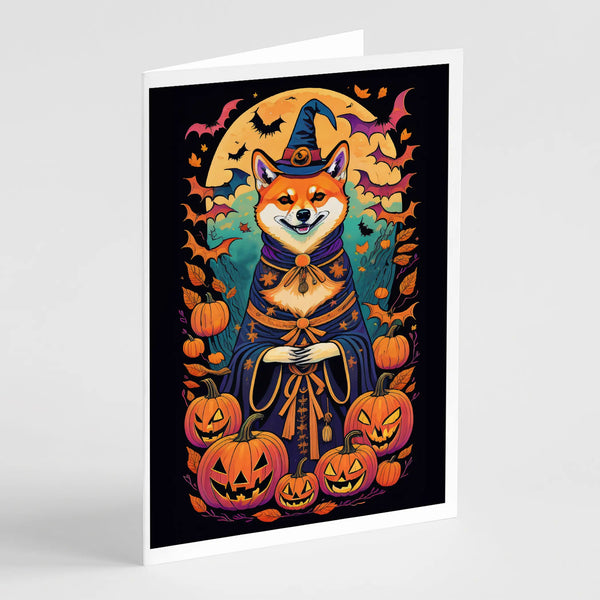 Shiba Inu Witchy Halloween Greeting Cards Pack of 8 Caroline's Treasures
