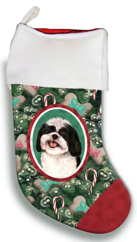 Shih Tzu Black/White- Best of Breed Christmas Stocking Best of Breed